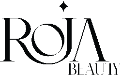 Black 'ROJA BEAUTY' logo on a white background